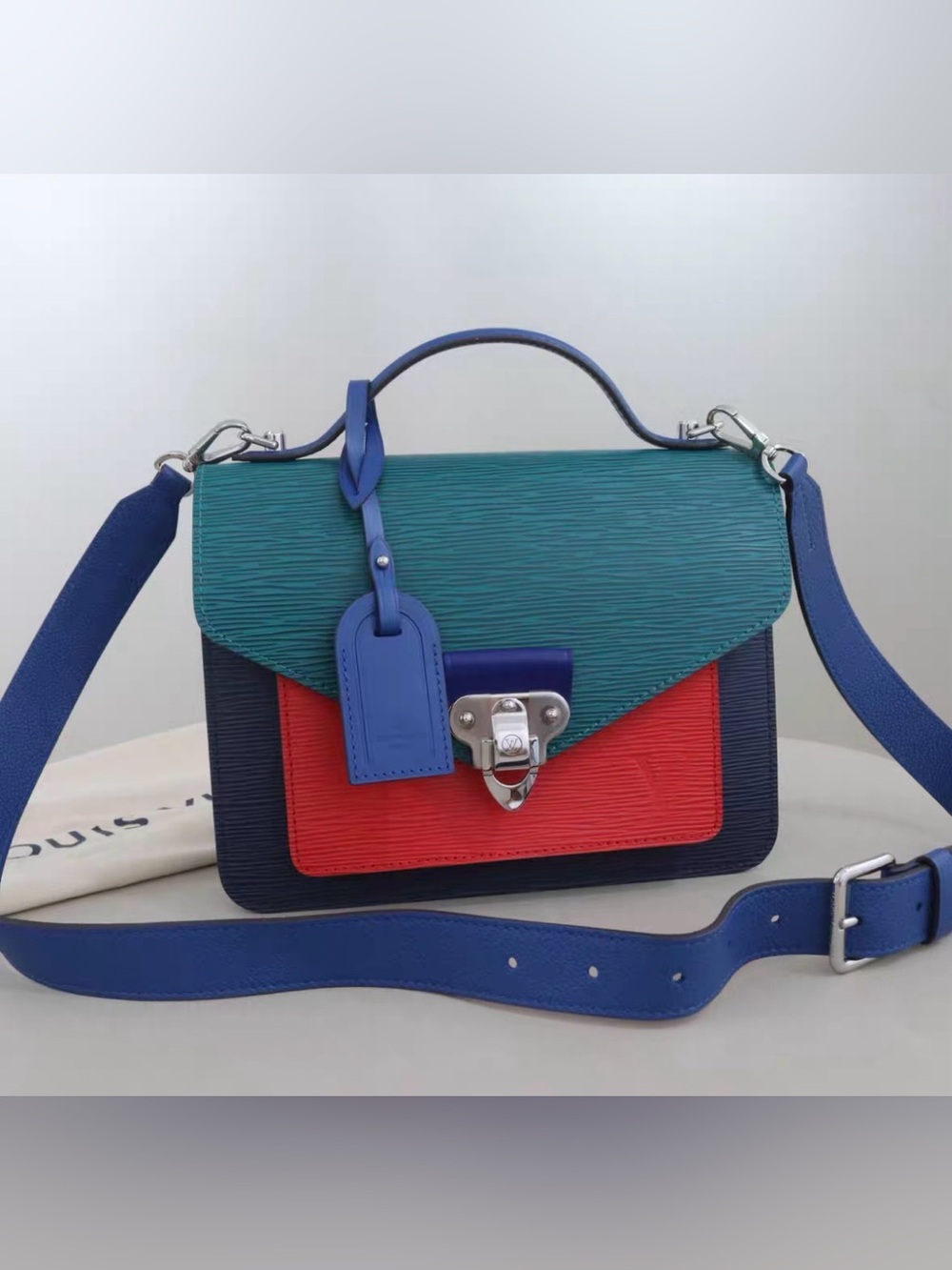 Louis Vuitton Colorblock Satchel in Teal, Red and Navy